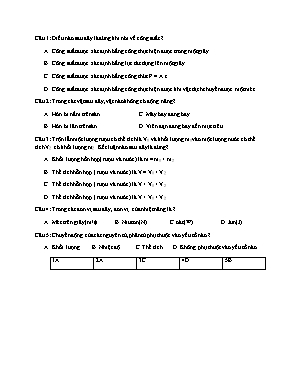 Câu hỏi trắc nghiệm môn Vật lý Lớp 8